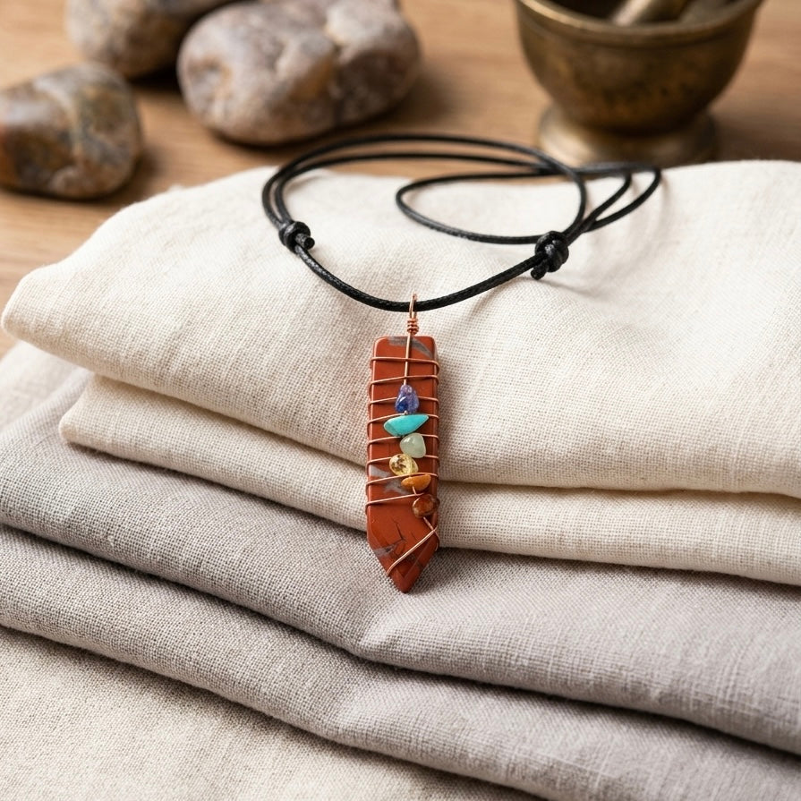 Natural Sword Chakra Unisex Maroon Pendant-1
