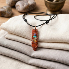 Natural Sword Chakra Unisex Maroon Pendant-1