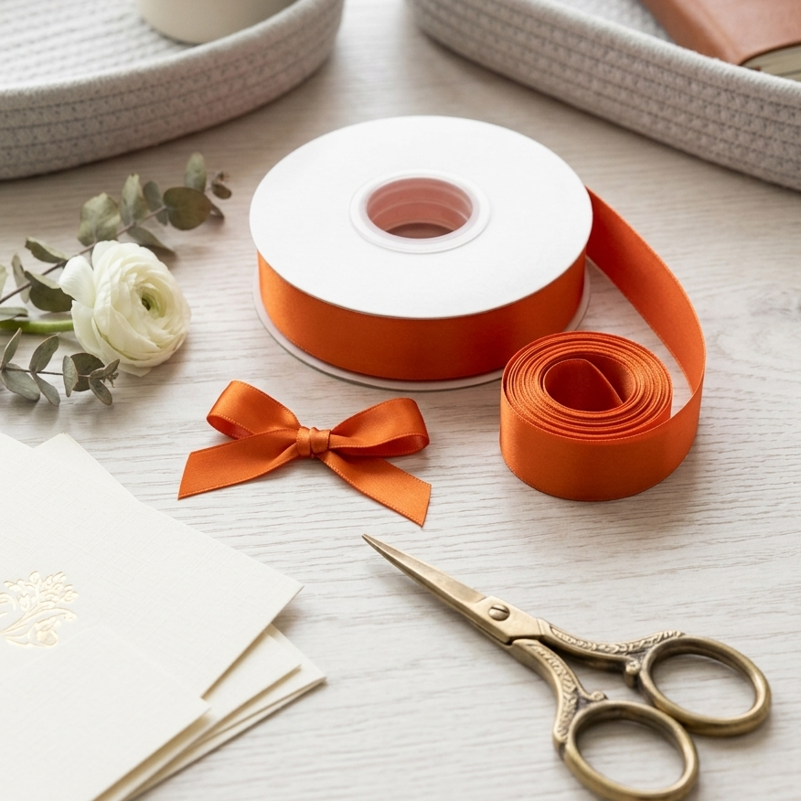 30 Meter Double Face Orange #761 Ribbon Roll-1