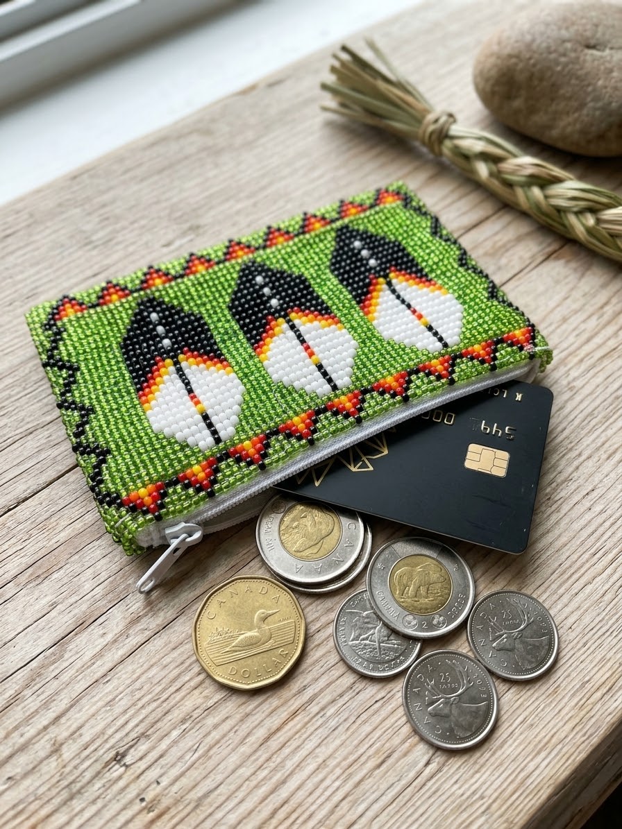 Feather Beaded coin purse-4