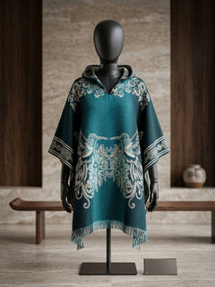 Hummingbirds HandMade Wool Poncho-1