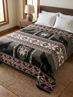 OLDTRIBES™ Plains Wolf Alpaca Blanket-5