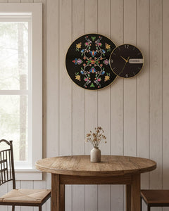 Blossomed Flower Black Native Wall Clock-1