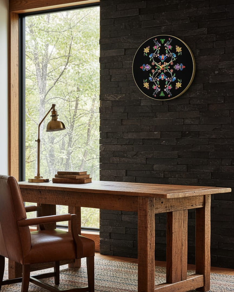 Blossomed Flower Black Native Wall Clock-2