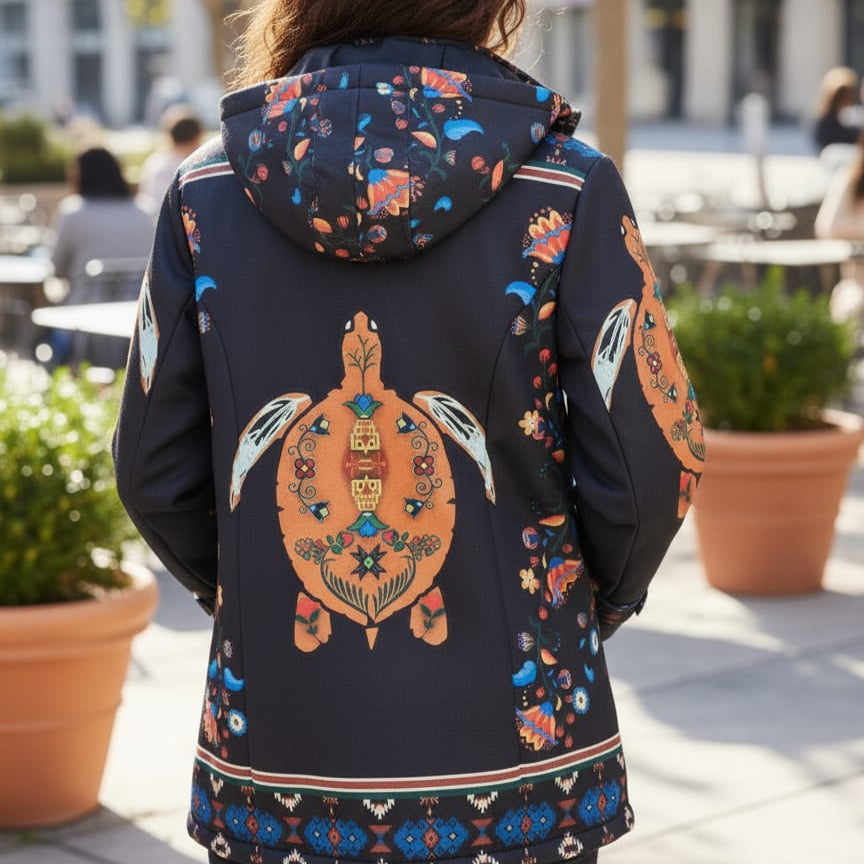 Navy blue Turtle 3/4-Length Coat-2