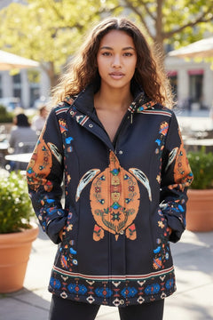 Navy blue Turtle 3/4-Length Coat-3