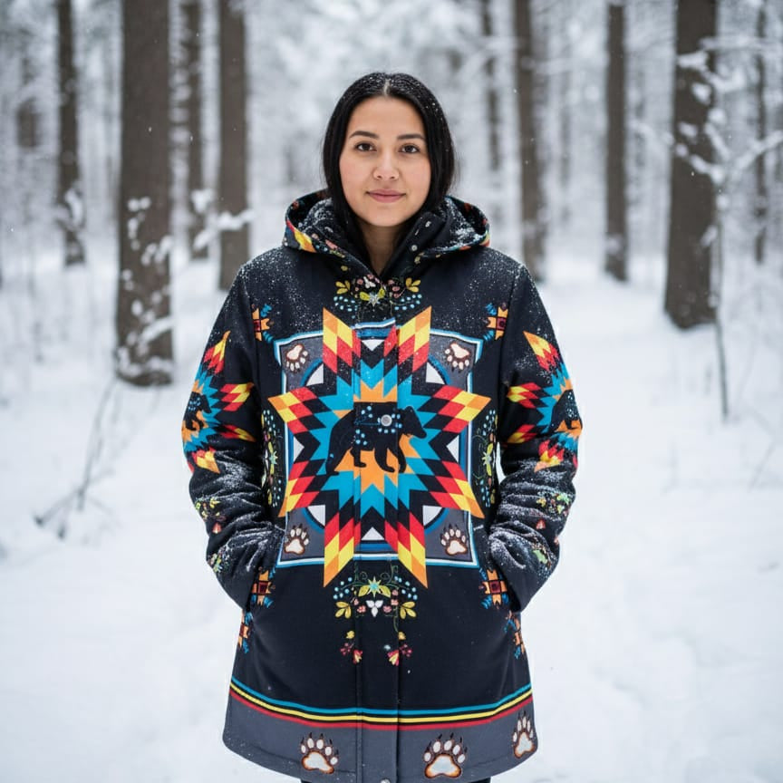 Midnight Bear 3/4-Length Coat-2