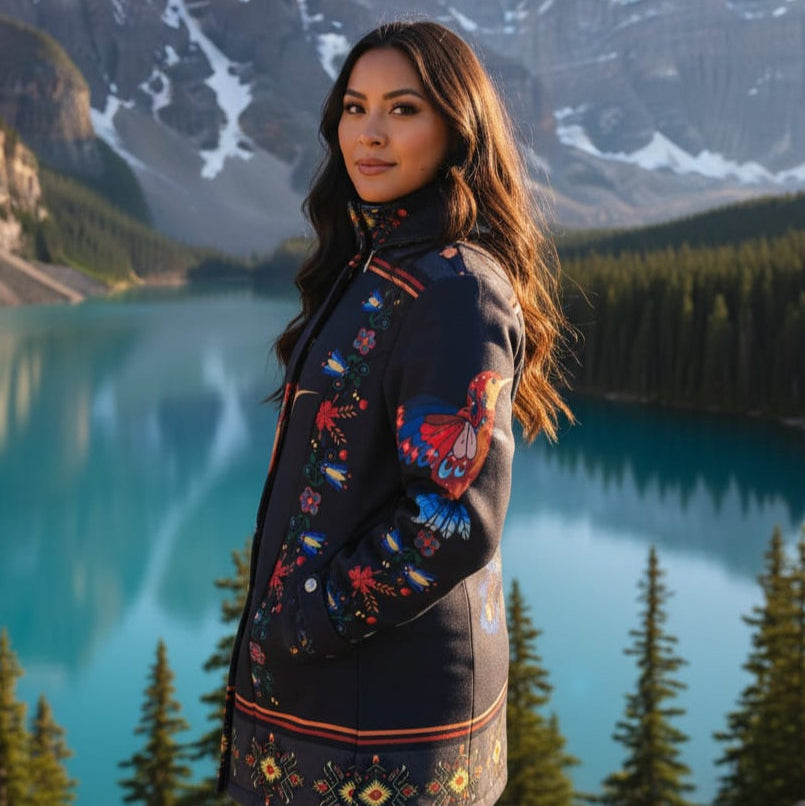 Navy blue Hummingbird 3/4-Length Coat-1