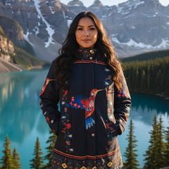 Navy blue Hummingbird 3/4-Length Coat-3