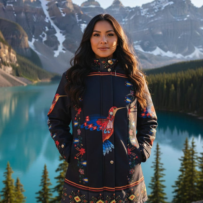 Navy blue Hummingbird 3/4-Length Coat-3