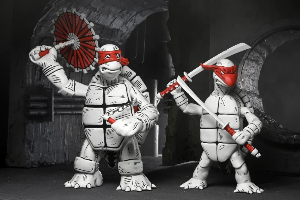 NECA Teenage Mutant Ninja Turtles Black and White First Turtles 7" Action Figures - 2pk-1