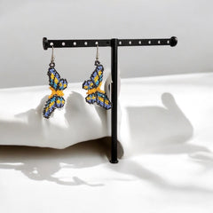 Yellow Butterfly Beaded Earrings-2