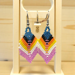 celestial and light purple Beaded Feather Drop Earrings-2
