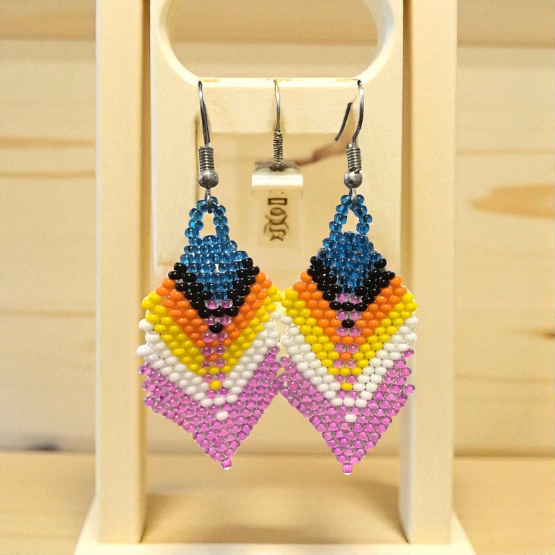 celestial and light purple Beaded Feather Drop Earrings-2