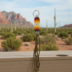 grey Handcrafted Beaded Keychain-1