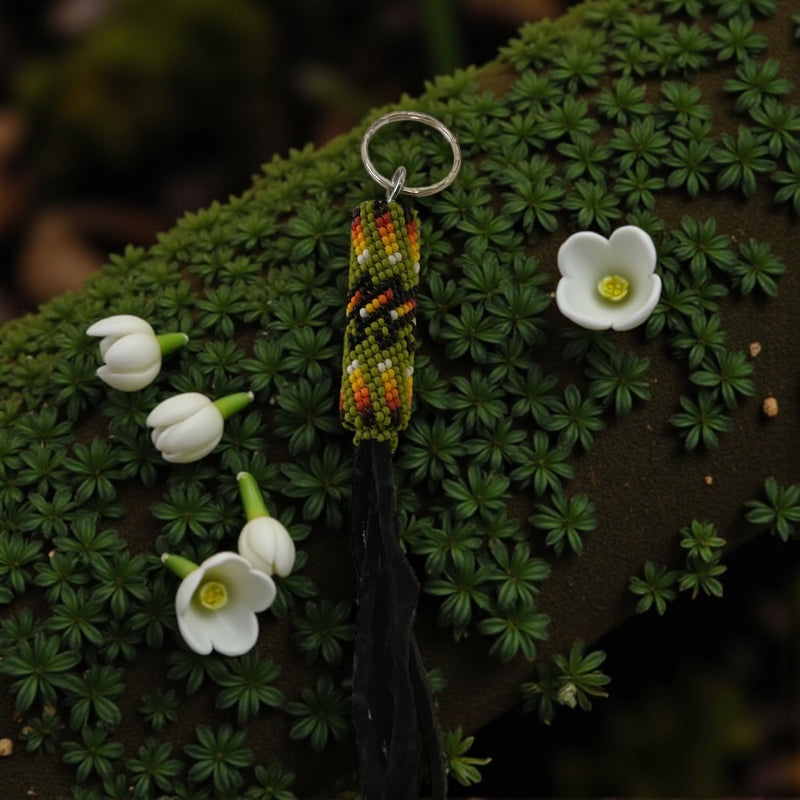 light green and black Handcrafted Beaded Keychain-2
