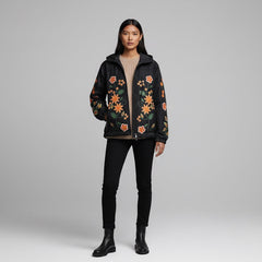 Black Spring Blossom Windbreaker-5
