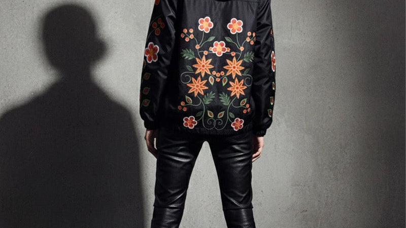 Black Spring Blossom Windbreaker-6