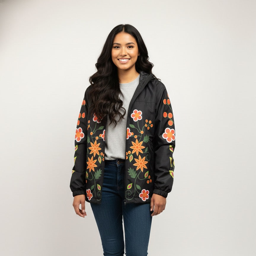 Black Spring Blossom Windbreaker-2
