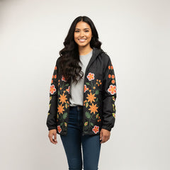 Black Spring Blossom Windbreaker-2