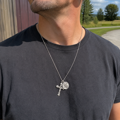 Crucifix with St. Michael Medal on 24" Chain-3