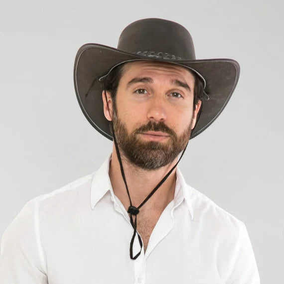 Premium Leather Wide Brim Western Hat. Lightweight Top Grain Rodeo Hat-4