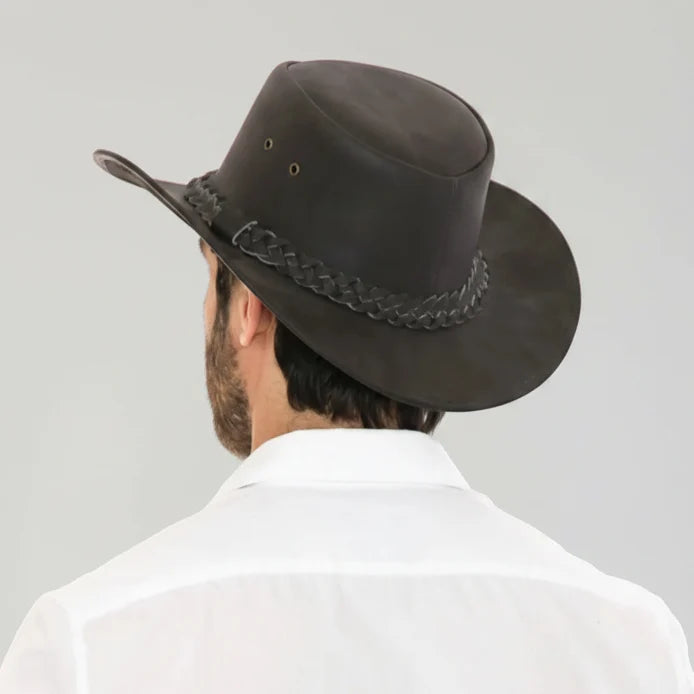 Premium Leather Wide Brim Western Hat. Lightweight Top Grain Rodeo Hat-6