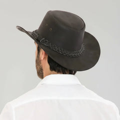 Premium Leather Wide Brim Western Hat. Lightweight Top Grain Rodeo Hat-6