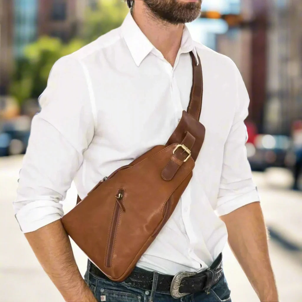 Premium Handcrafted Leather Sling Bag | Backpack | Crossbody Messenger Bag-1