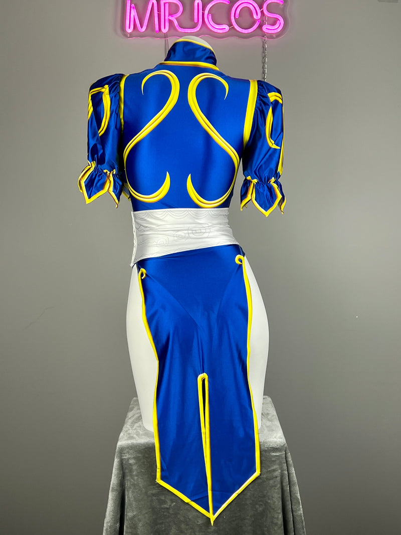 【DISCONTINUED】Chun-Li Inspired Cosplay Bodysuit Set with Detachable Skirt & Accessories-4