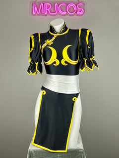 【DISCONTINUED】Chun-Li Inspired Cosplay Bodysuit Set with Detachable Skirt & Accessories-16