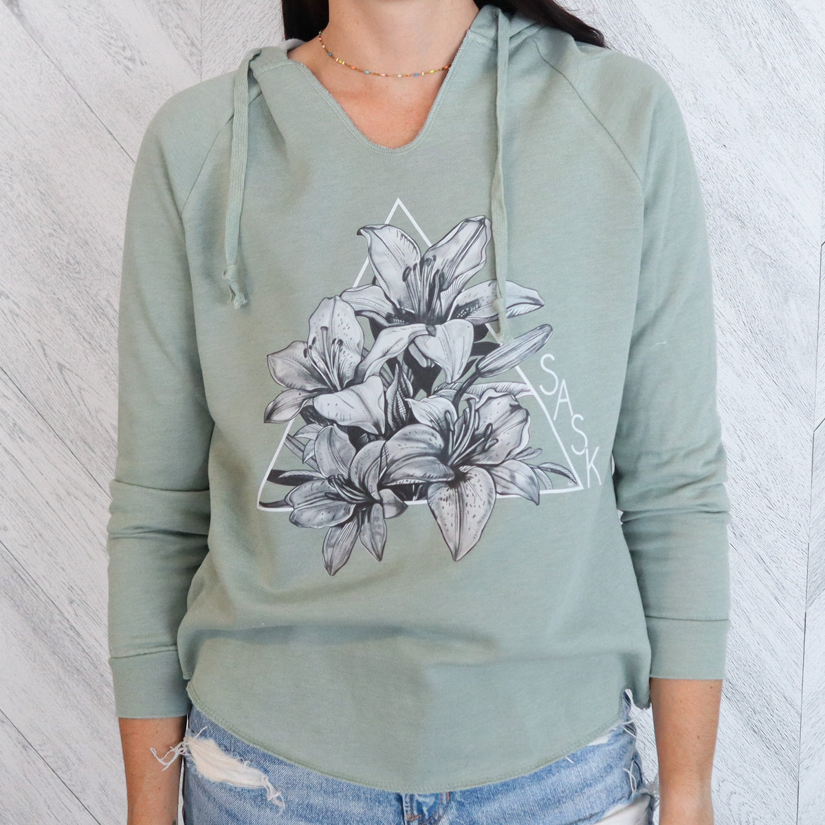 Lily Triangle B/W Premium Women's Bunnyhug | Saskatchewan Clothing-2