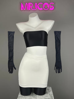 Anime Team Rocket Spandex Leather Cosplay Costume Set with Gloves and Skirt-4