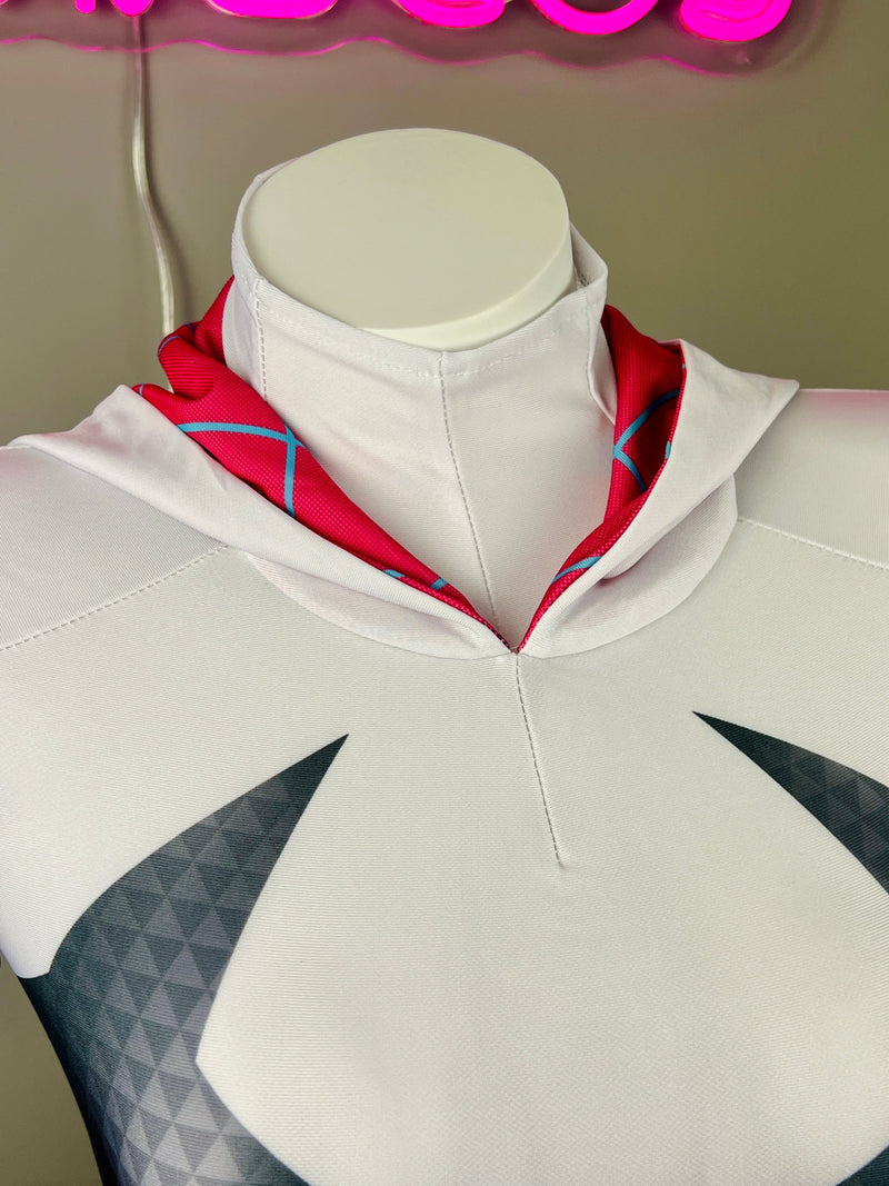 Super Hero Spider Gwen Cosplay Full Bodysuit Halloween Costume Zentai-4