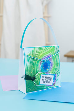 Graceful Plumes 3D Embossing Folder 5.5”x5.5” - Peacock Feather-2