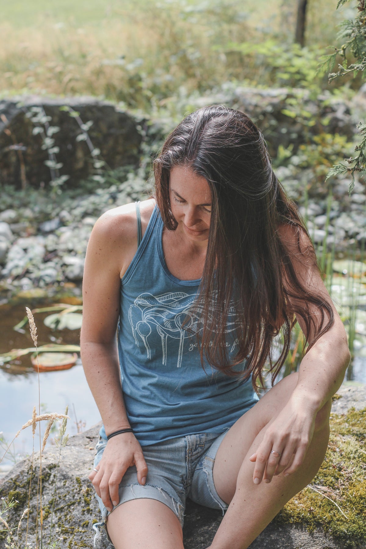 KELP FOREST - Women's Racerback Eco Tank Top - Teal-3
