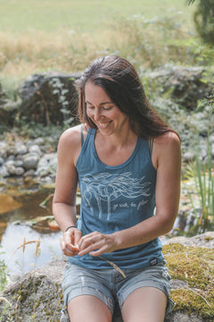 KELP FOREST - Women's Racerback Eco Tank Top - Teal-1