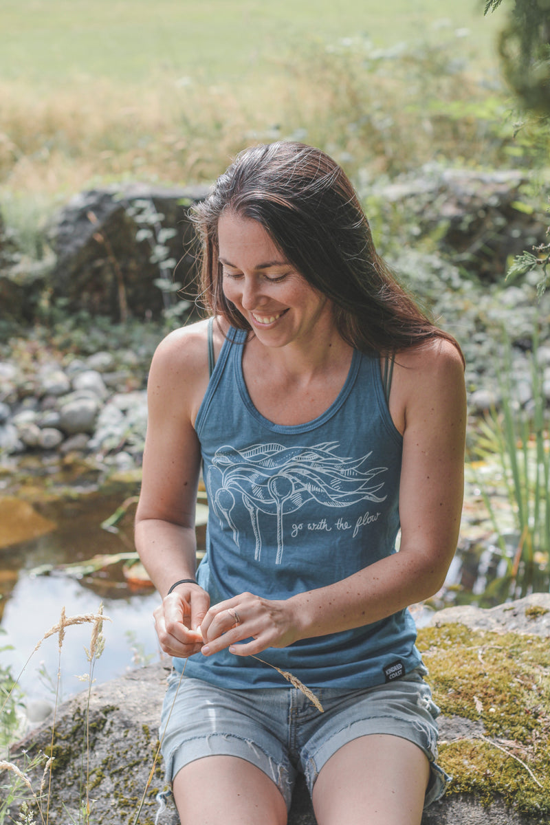 KELP FOREST - Women's Racerback Eco Tank Top - Teal-1