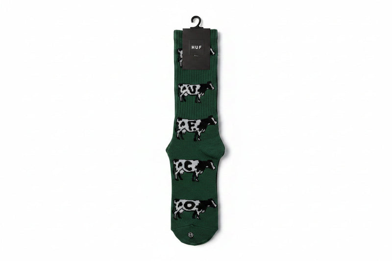 HUF 'Moo' Crew Socks - Green-1