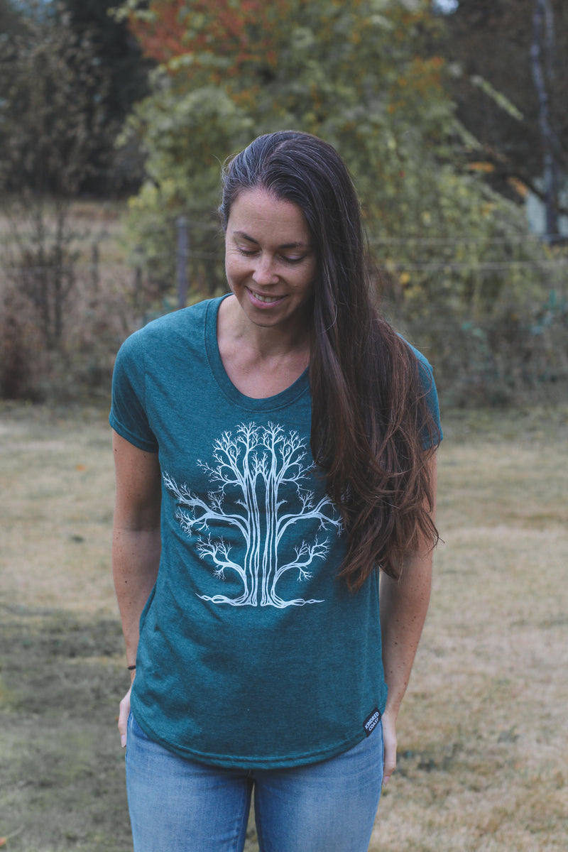 TREE - Womens Eco Tee - Heather Green-1