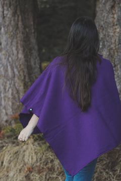 Eggplant Poncho with Birds Print-3