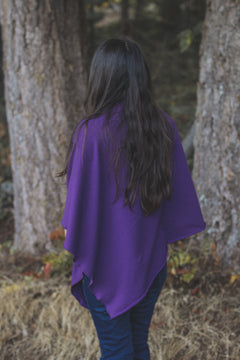 Eggplant Poncho with Fern Print-4