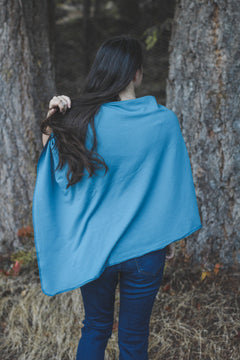 Stellar Blue Poncho with Birds Print-3