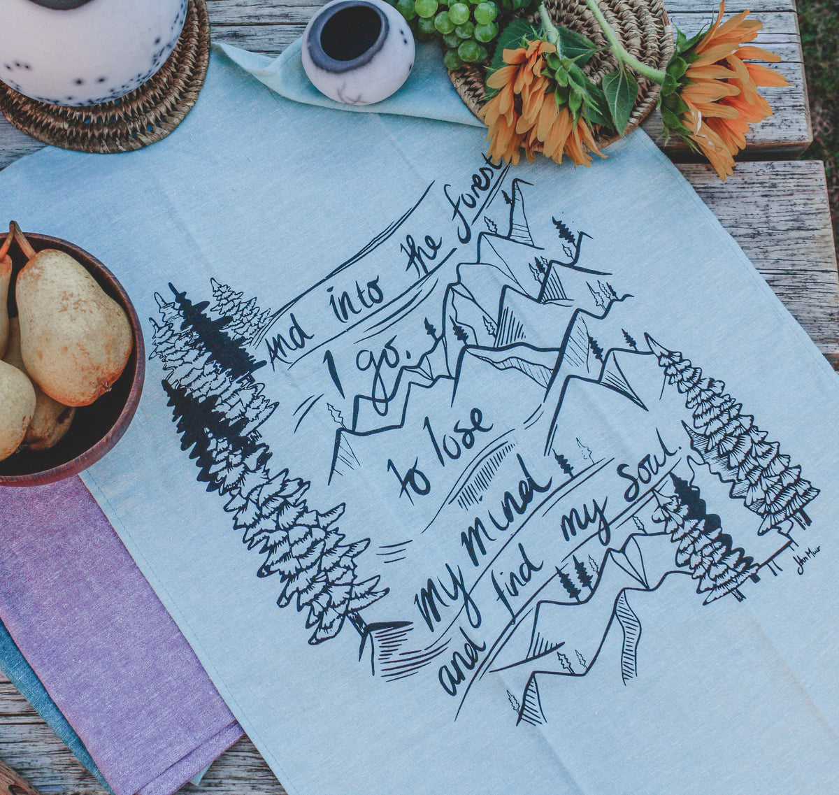 INTO THE FOREST - Organic Cotton & Hemp Tea Towel-1