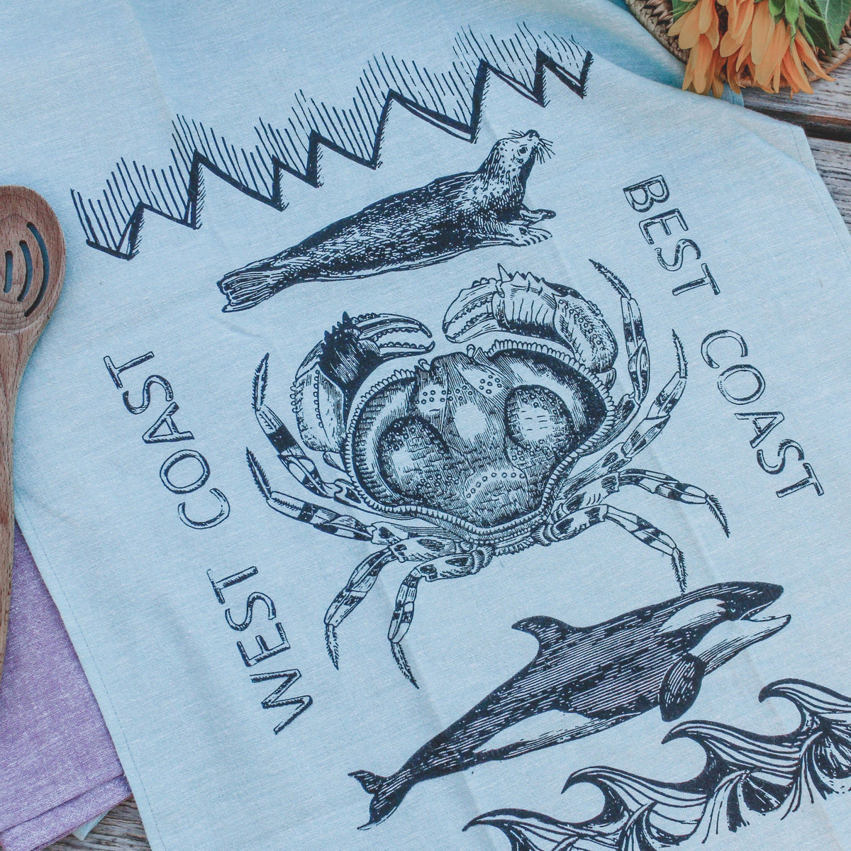 WEST COAST BEST COAST - Organic Cotton & Hemp Tea Towel-1