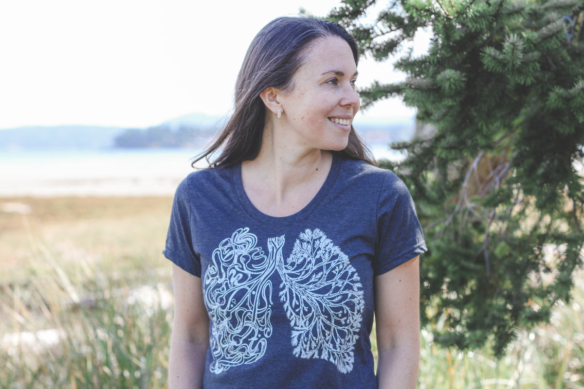 BREATHE - Women's Eco Tee - Charcoal-3