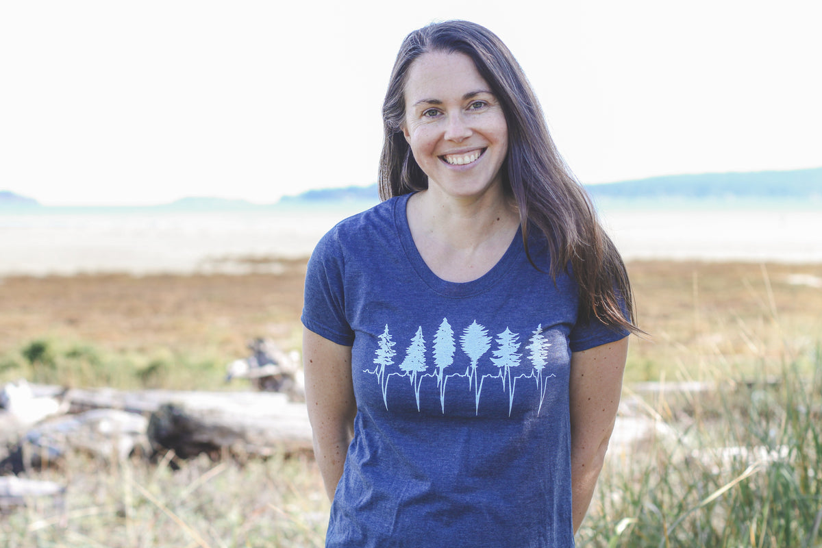 TREELINE - Women's Eco Tee - Heather Navy-5