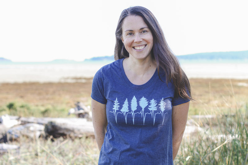 TREELINE - Women's Eco Tee - Heather Navy-5