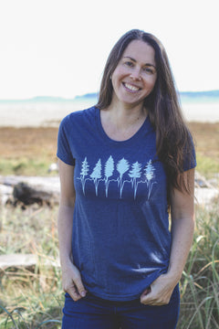 TREELINE - Women's Eco Tee - Heather Navy-2