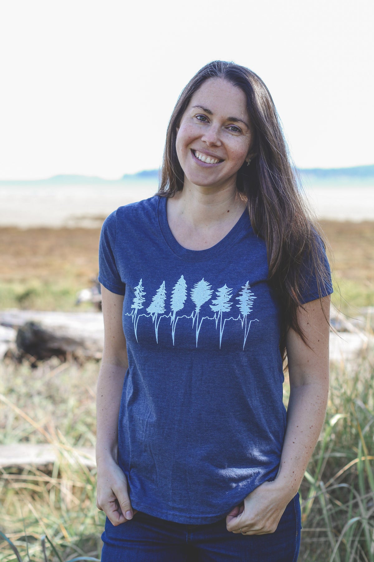 TREELINE - Women's Eco Tee - Heather Navy-1